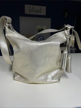Coach Legacy Metallic Silver Tassel Shoulder Bag